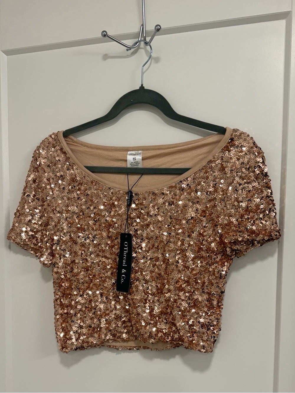 Rose Gold Sequin Cropped Top